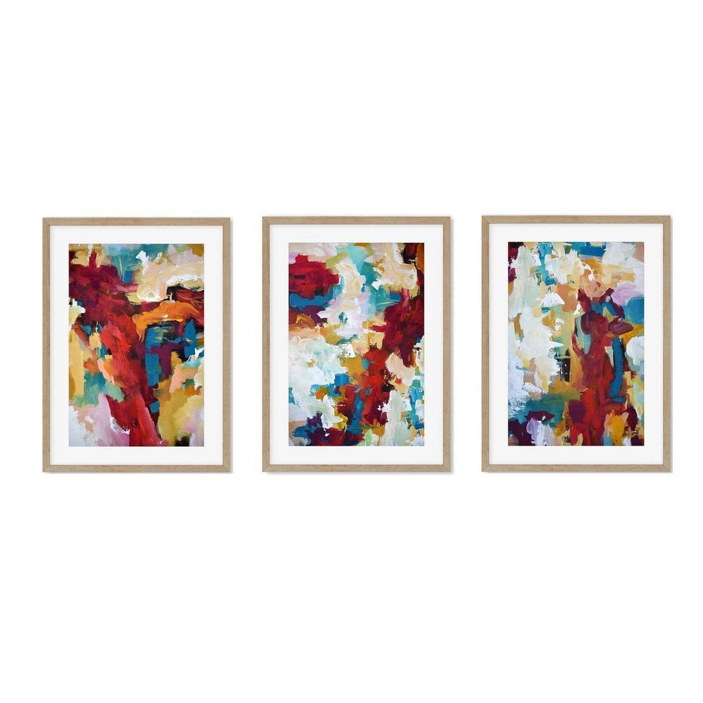 Inferno Red Abstract - Print Set Of 3