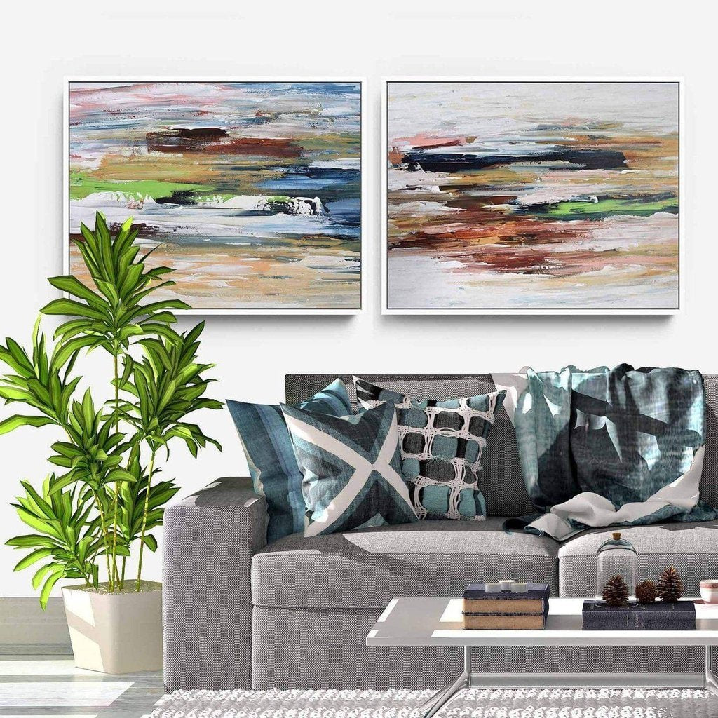Landscape Beige Abstract Canvas Set Of 2