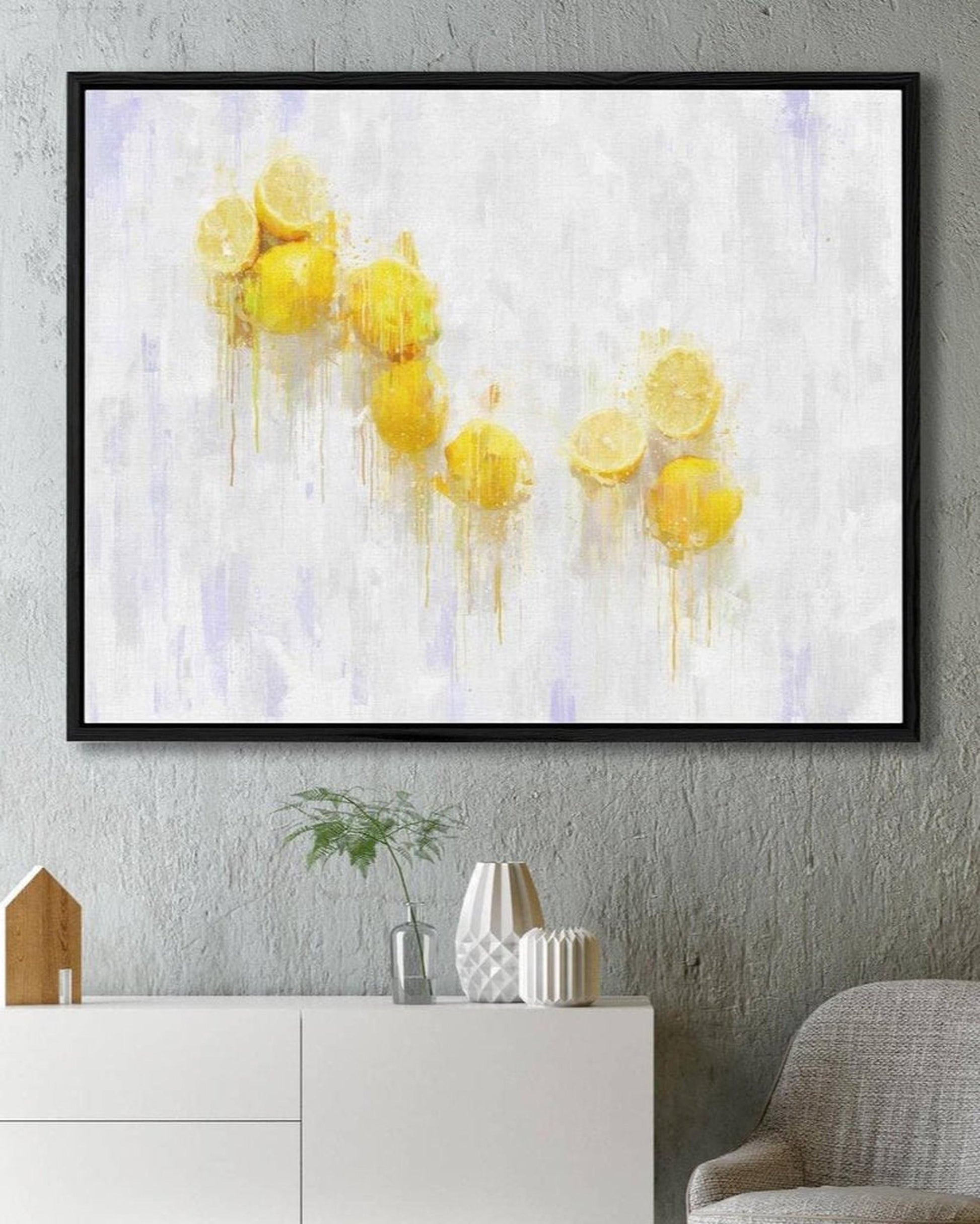 Lemons Still Life Fine Art Painting Framed Canvas