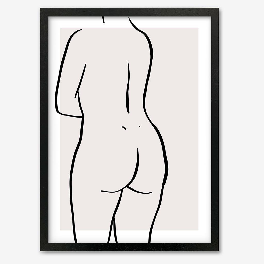 Lower Nude Back Figure Line Art Print Black Frame Wall Art Print - Abstract House