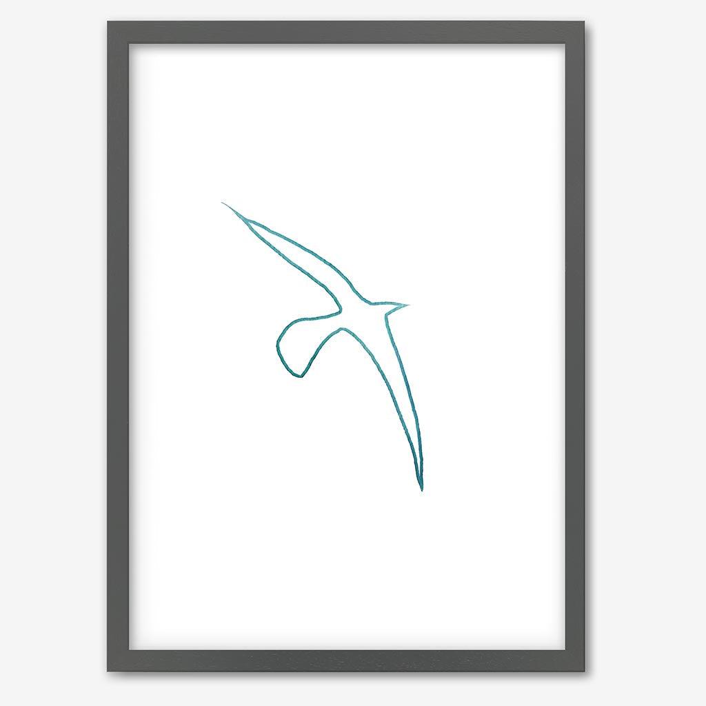 Matisse Blue Bird Art Print Grey Frame Wall Art Print - Abstract House