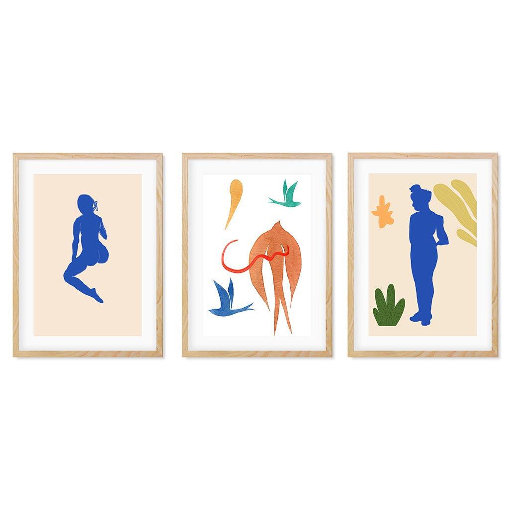 Matisse Botanical Illustrations - Set Of 3 Prints Oak Frame Wall Art Print Set Of 3 - Abstract House