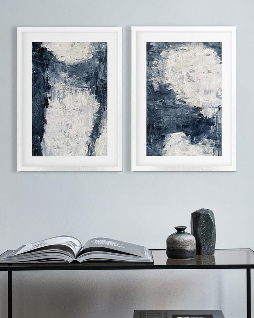 Midnight Musings - Print Set Of 2 Black Frame Wall Art Print Set Of 2 - Abstract House