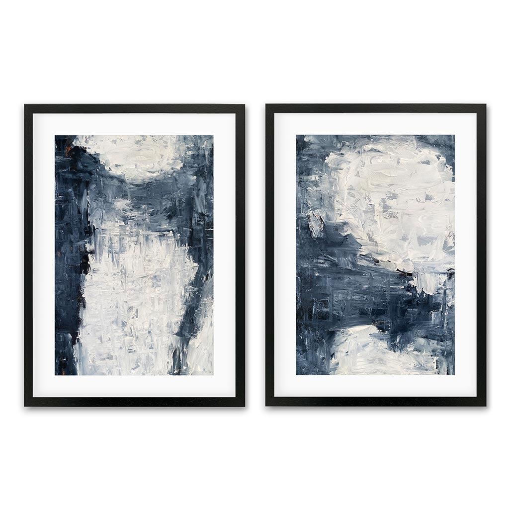 Midnight Musings - Print Set Of 2 Black Frame Wall Art Print Set Of 2 - Abstract House