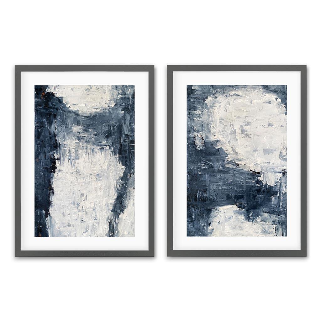 Midnight Musings - Print Set Of 2 Grey Frame Wall Art Print Set Of 2 - Abstract House