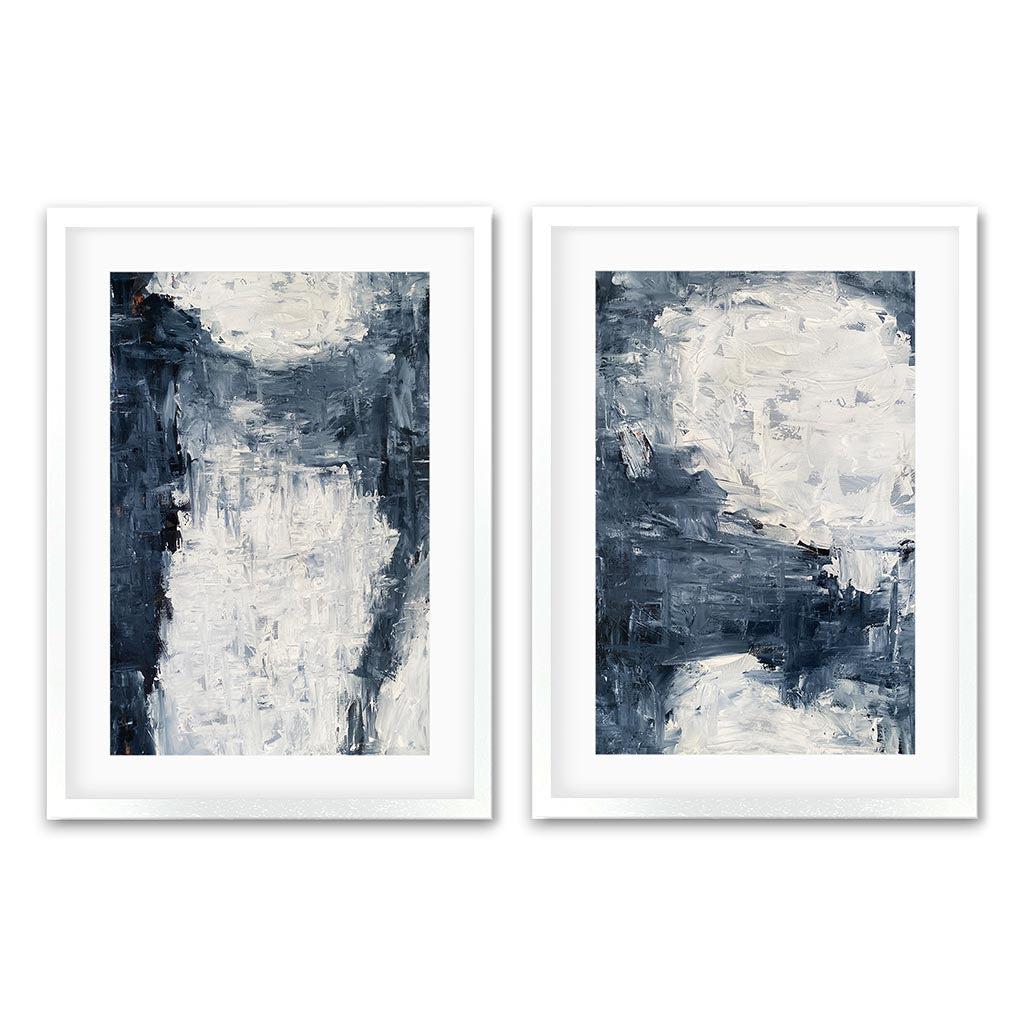 Midnight Musings - Print Set Of 2 White Frame Wall Art Print Set Of 2 - Abstract House