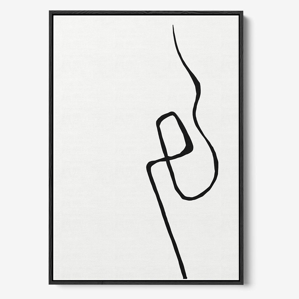 Modern Curly Line Framed Canvas Black Canvas Prints - Abstract House