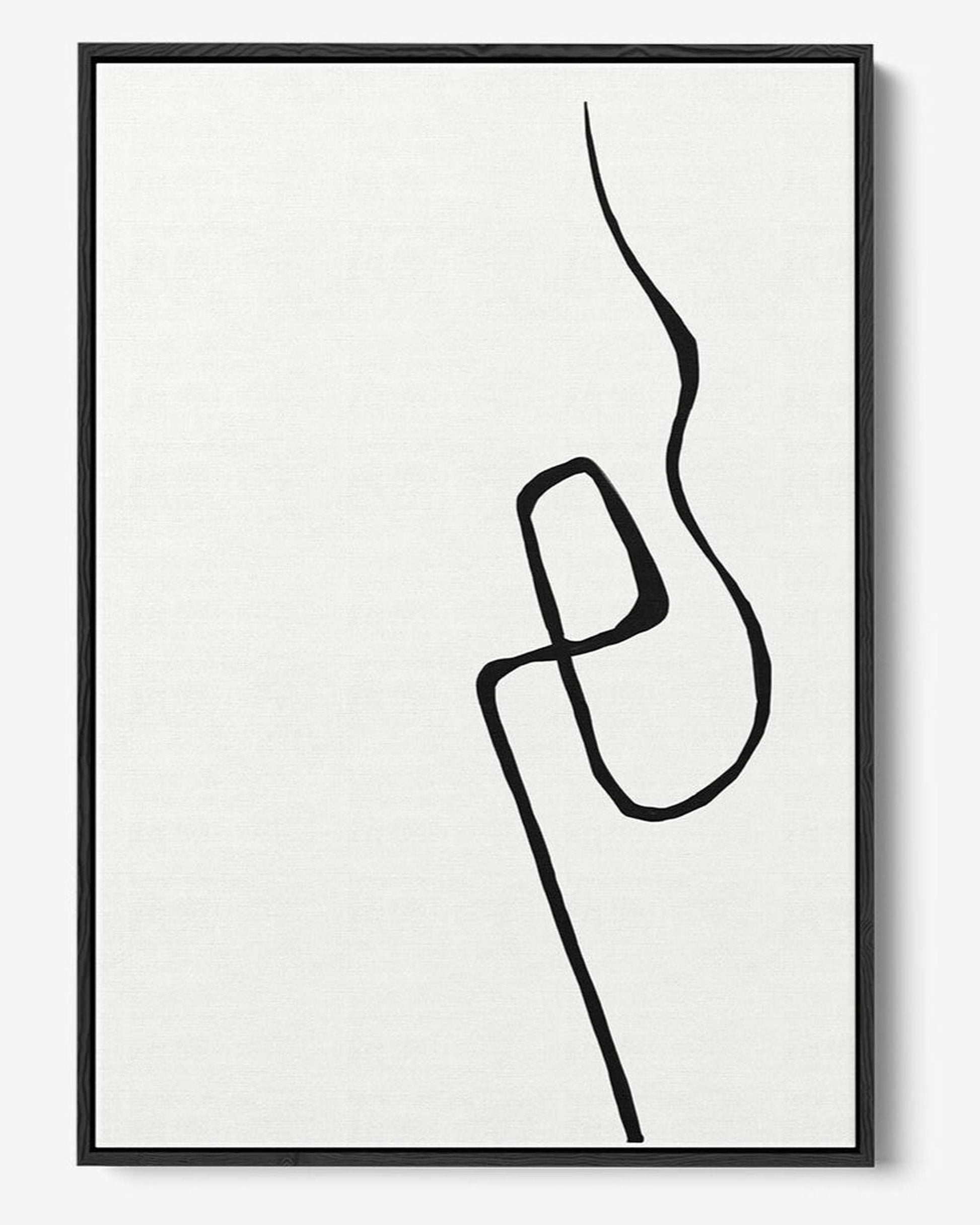 Framed abstract line art on a white background