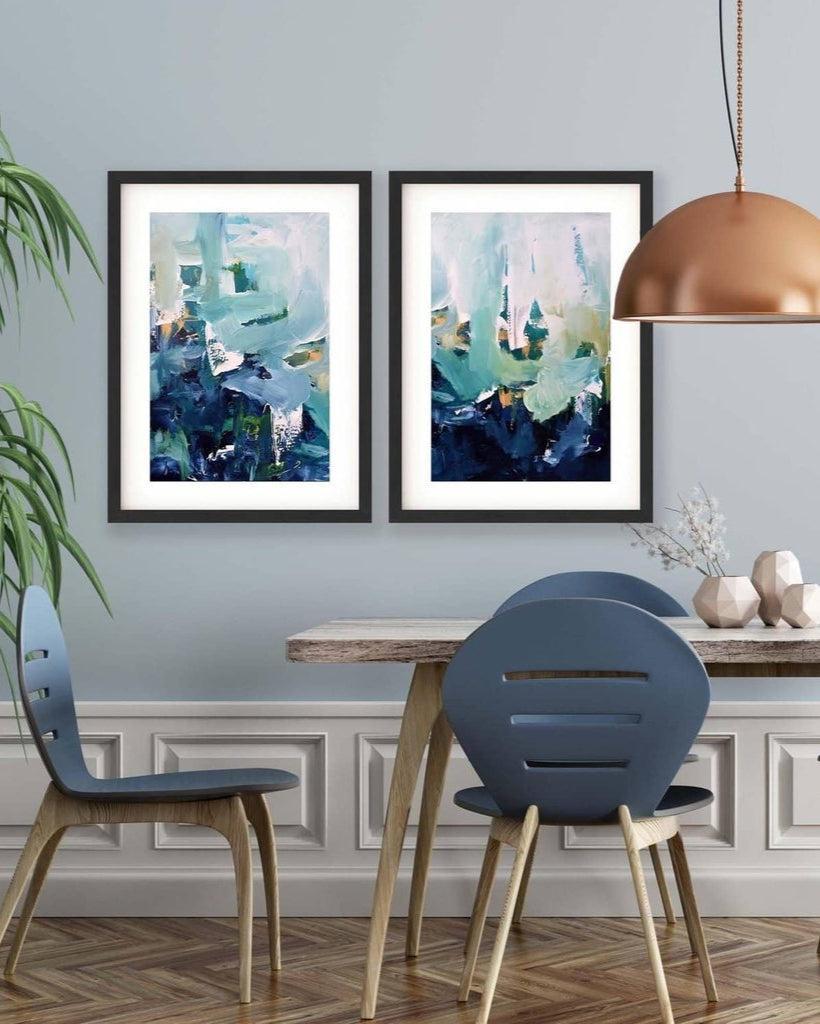 Modern Teal And Classic Blue - Print Set Of 2