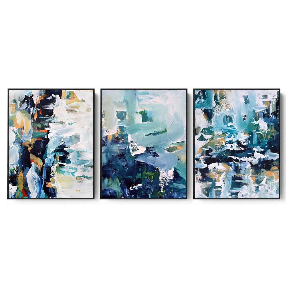 Modernist Abstract Canvas Set Of 3 Black Canvas Set Of 3 - Abstract House