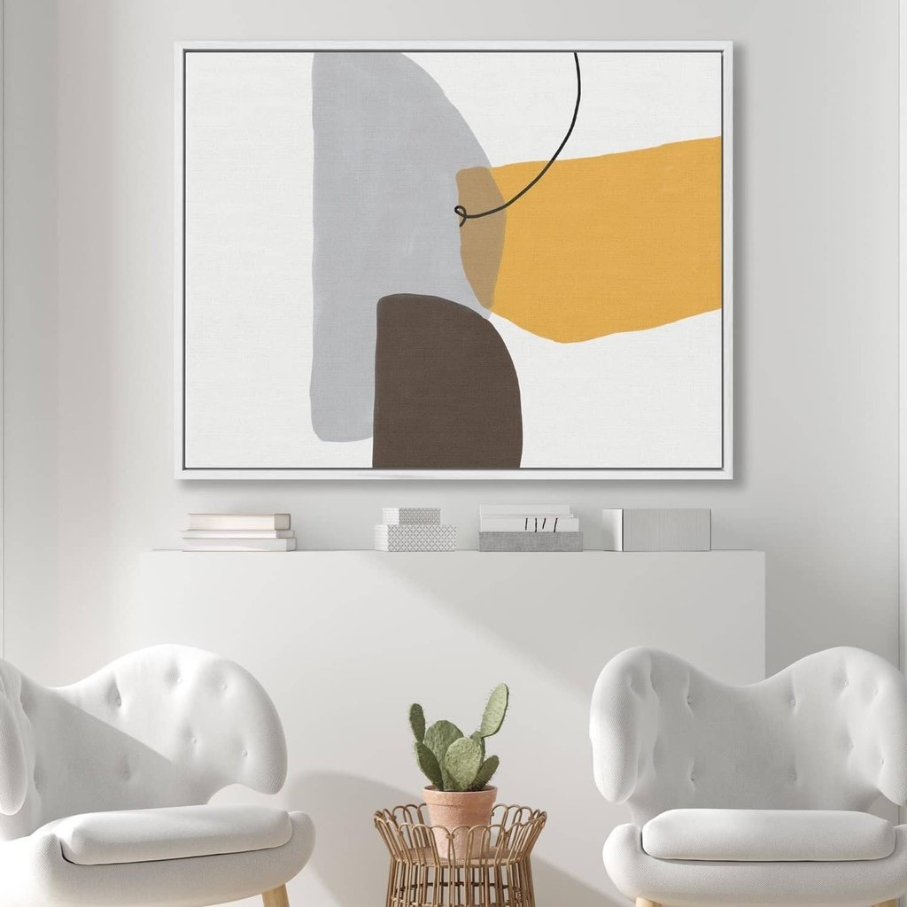 Mustard & Grey Abstract Canvas Print