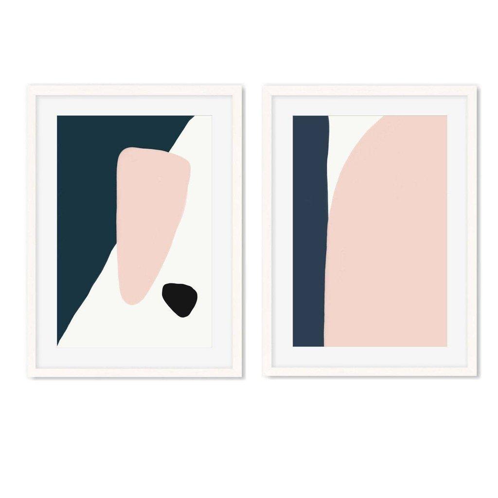 Navy And Pink Design - Print Set Of 2