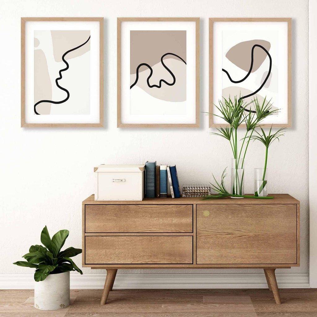 Neutral Line Drawings - Set Of 3 Prints