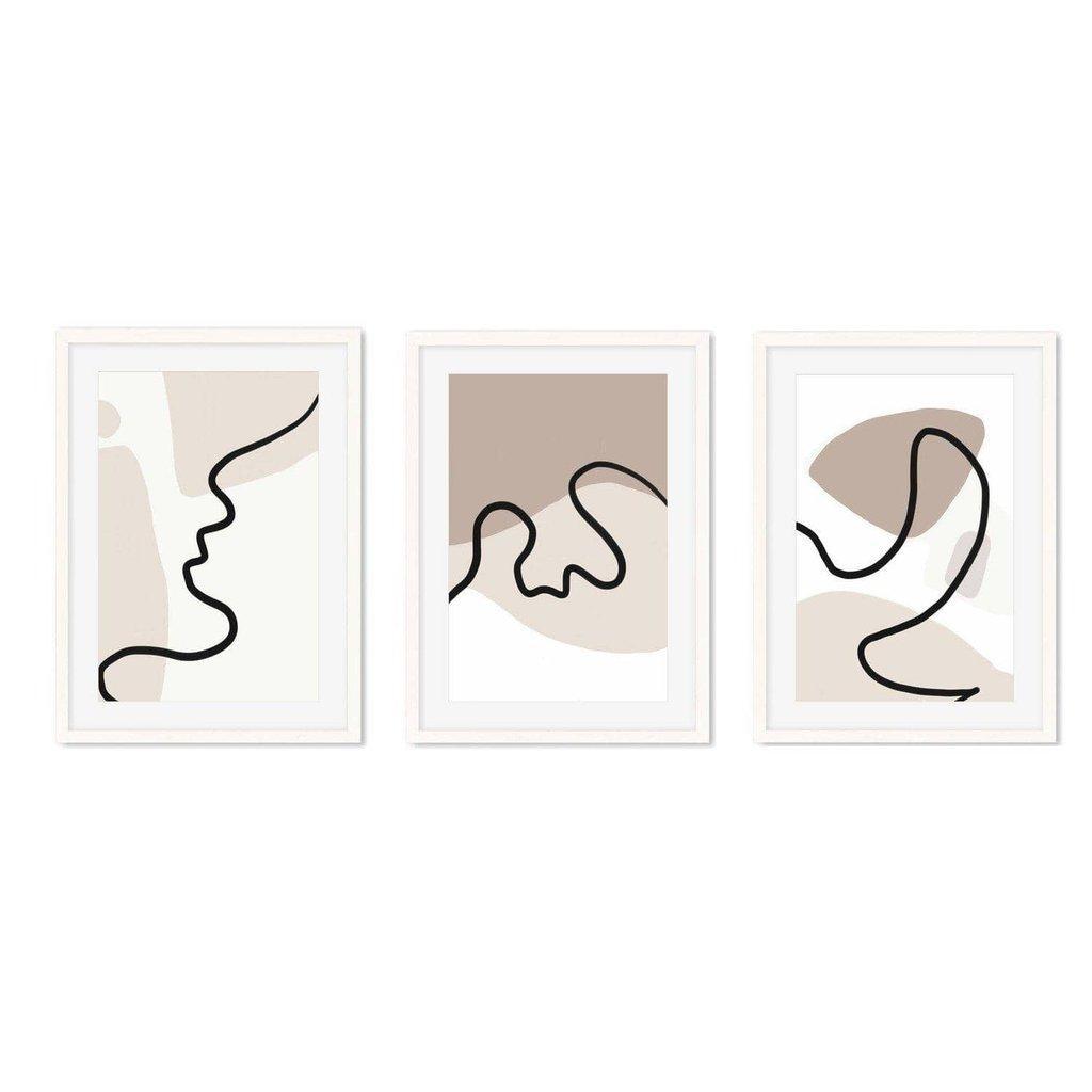 Neutral Line Drawings - Set Of 3 Prints
