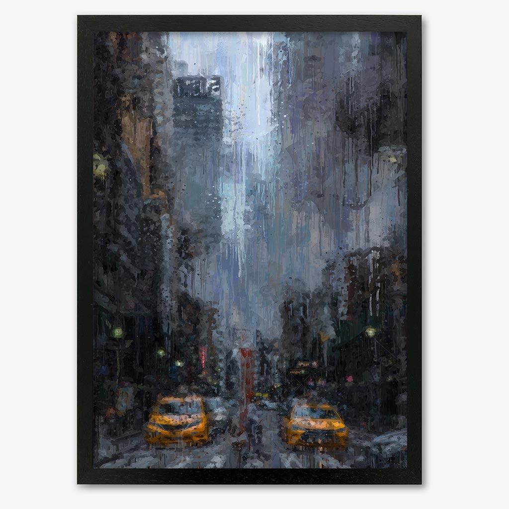 New York City Impressionist Art Print Black Frame Wall Art Print - Abstract House