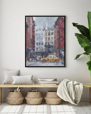 New York Taxi Impressionist Painting Framed Canvas