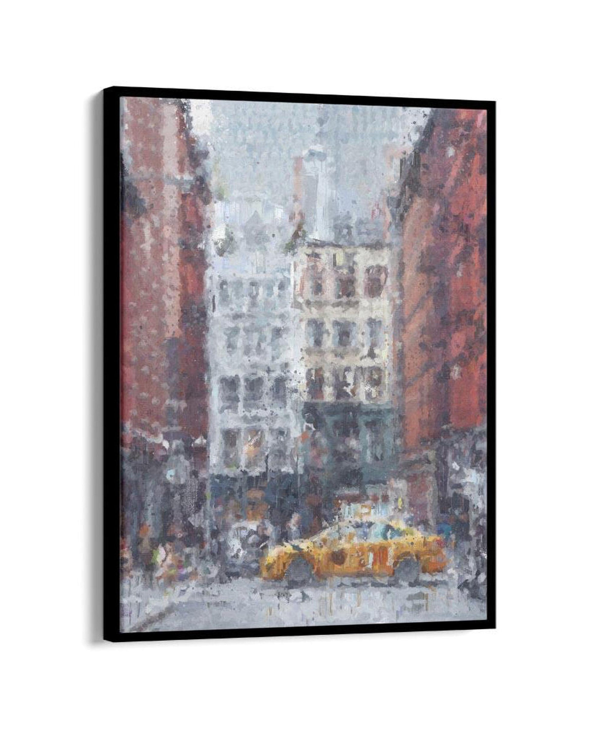 New York Taxi Impressionist Painting Framed Canvas-Abstract House