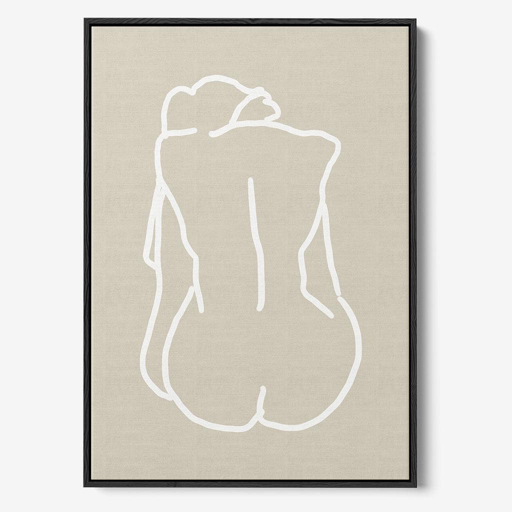 Nude Back Female Framed Canvas Black Canvas Prints - Abstract House