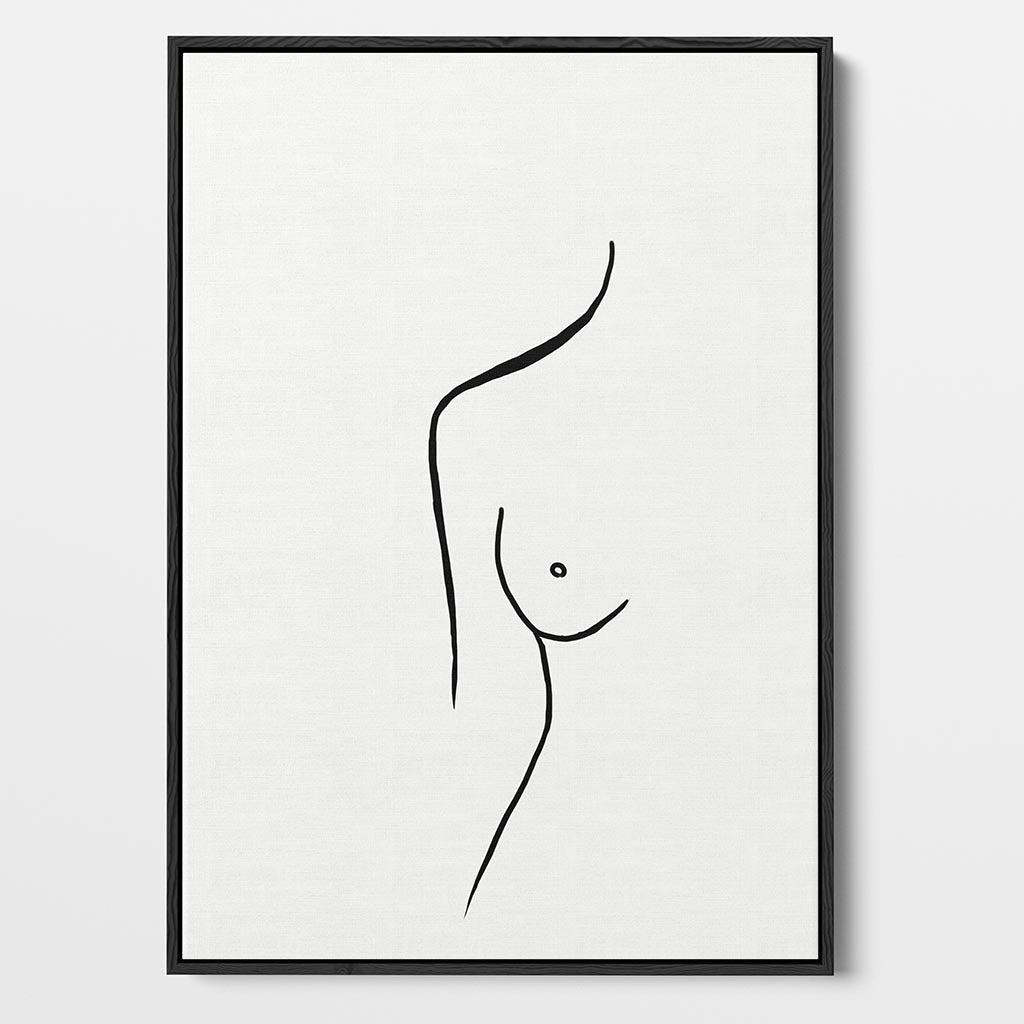 Nude Female Line Framed Canvas Black Canvas Prints - Abstract House