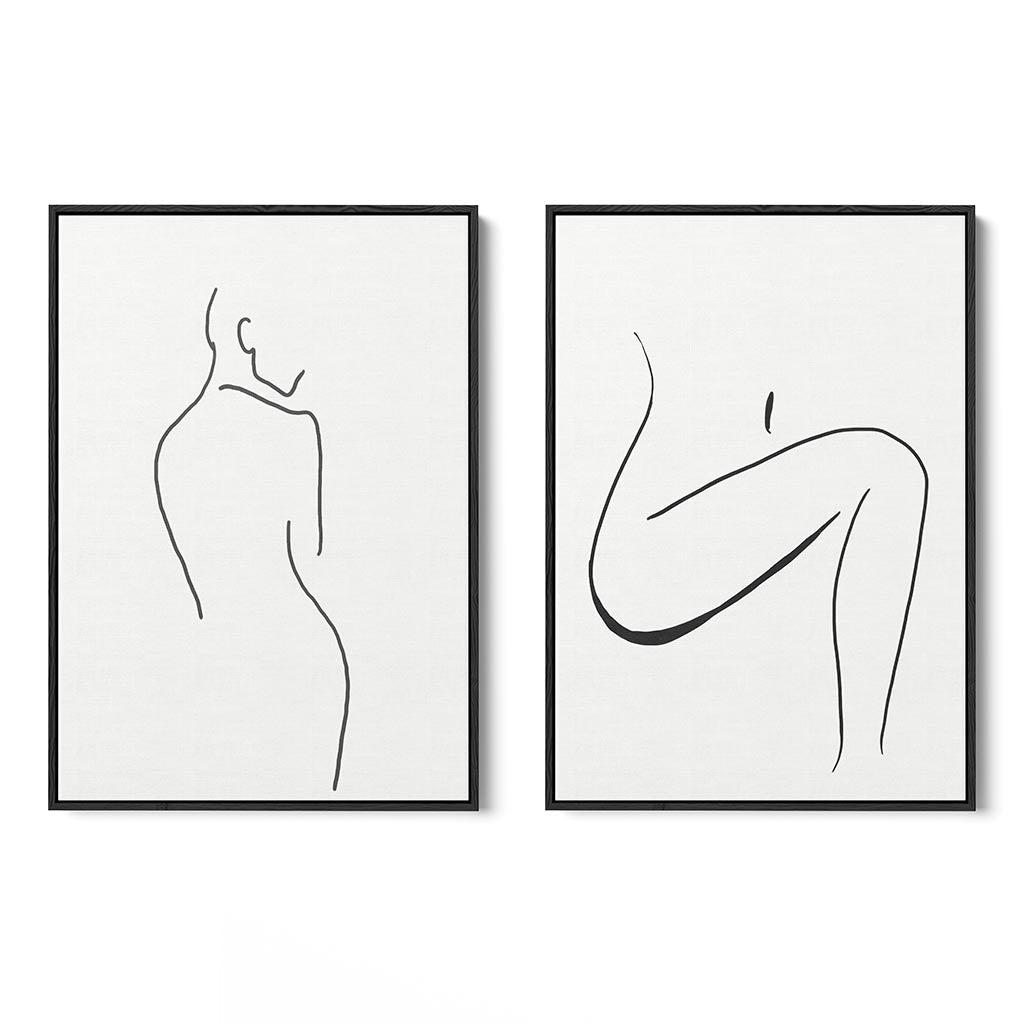 Nude Ink Canvas Set Of 2 Black Canvas Set Of 2 - Abstract House