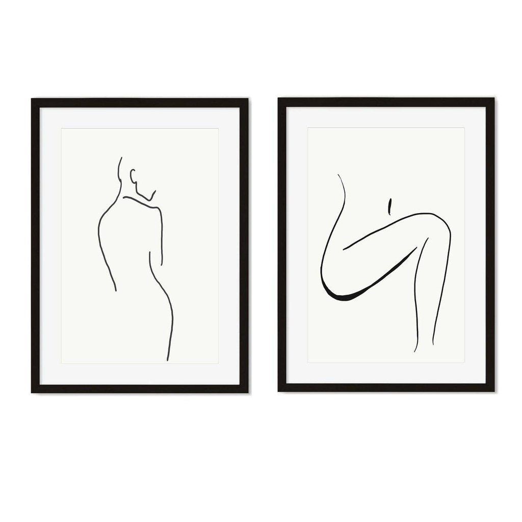 Nude Ink Drawing - Print Set Of 2