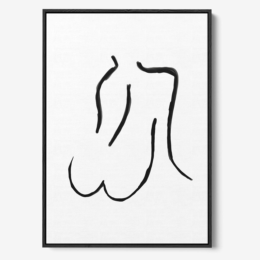 Nude Line Body Framed Canvas Black Canvas Prints - Abstract House