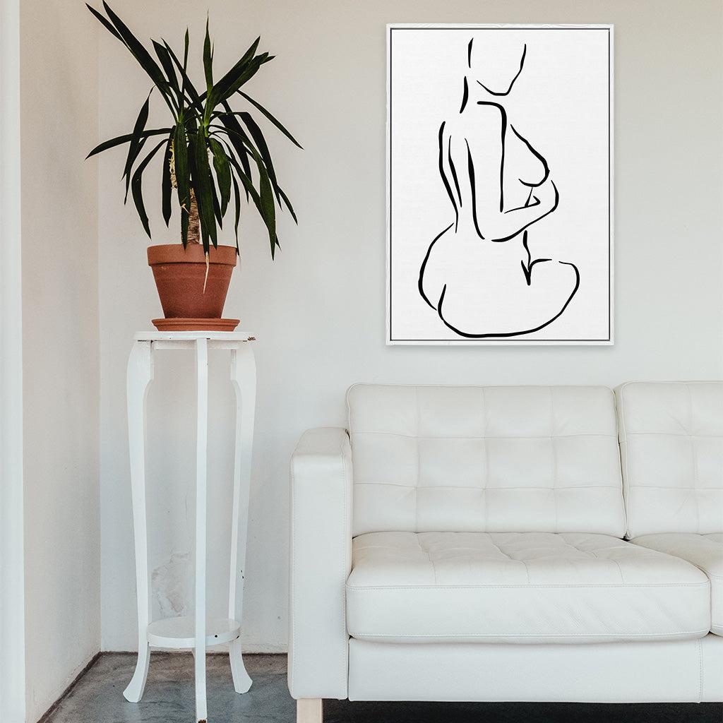 Nude Sit Body Framed Canvas White Canvas Prints - Abstract House