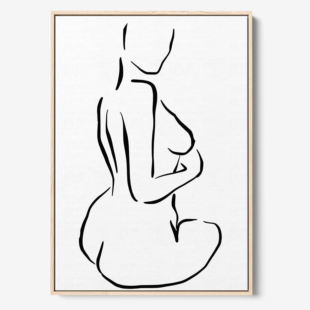 Nude Sit Body Framed Canvas Grey Canvas Prints - Abstract House