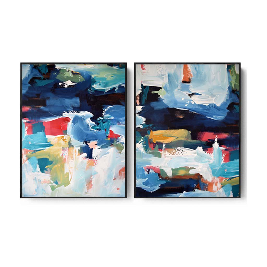 Ocean View Canvas Set Of 2 Black Canvas Set Of 2 - Abstract House