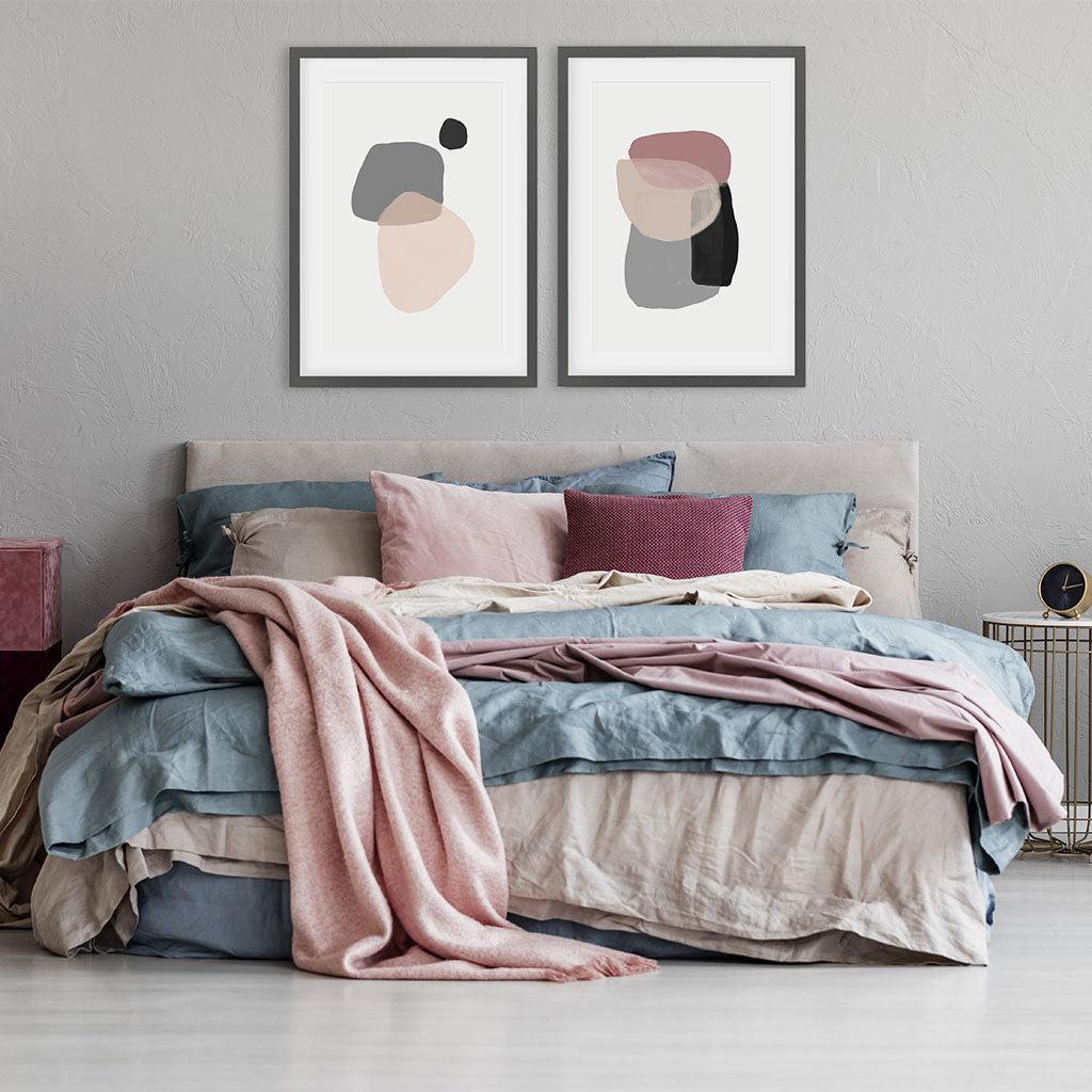 Organic Shapes - Print Set Of 2 Black Frame Wall Art Print Set Of 2 - Abstract House
