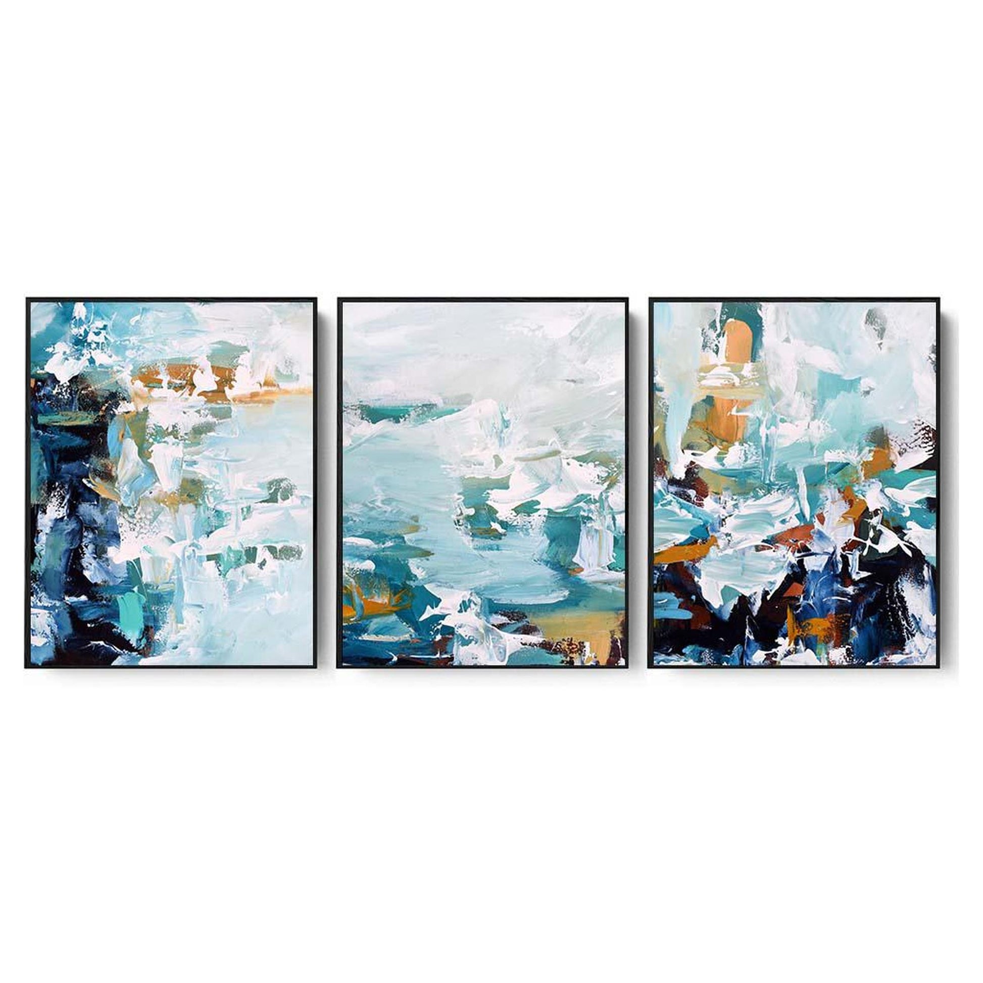 Painterly Strokes Abstract Canvas Set Of 3 Black Canvas Set Of 3 - Abstract House