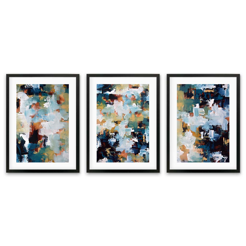 Picnic At The Lake - Print Set Of 3 Black Frame Wall Art Print Set Of 3 - Abstract House