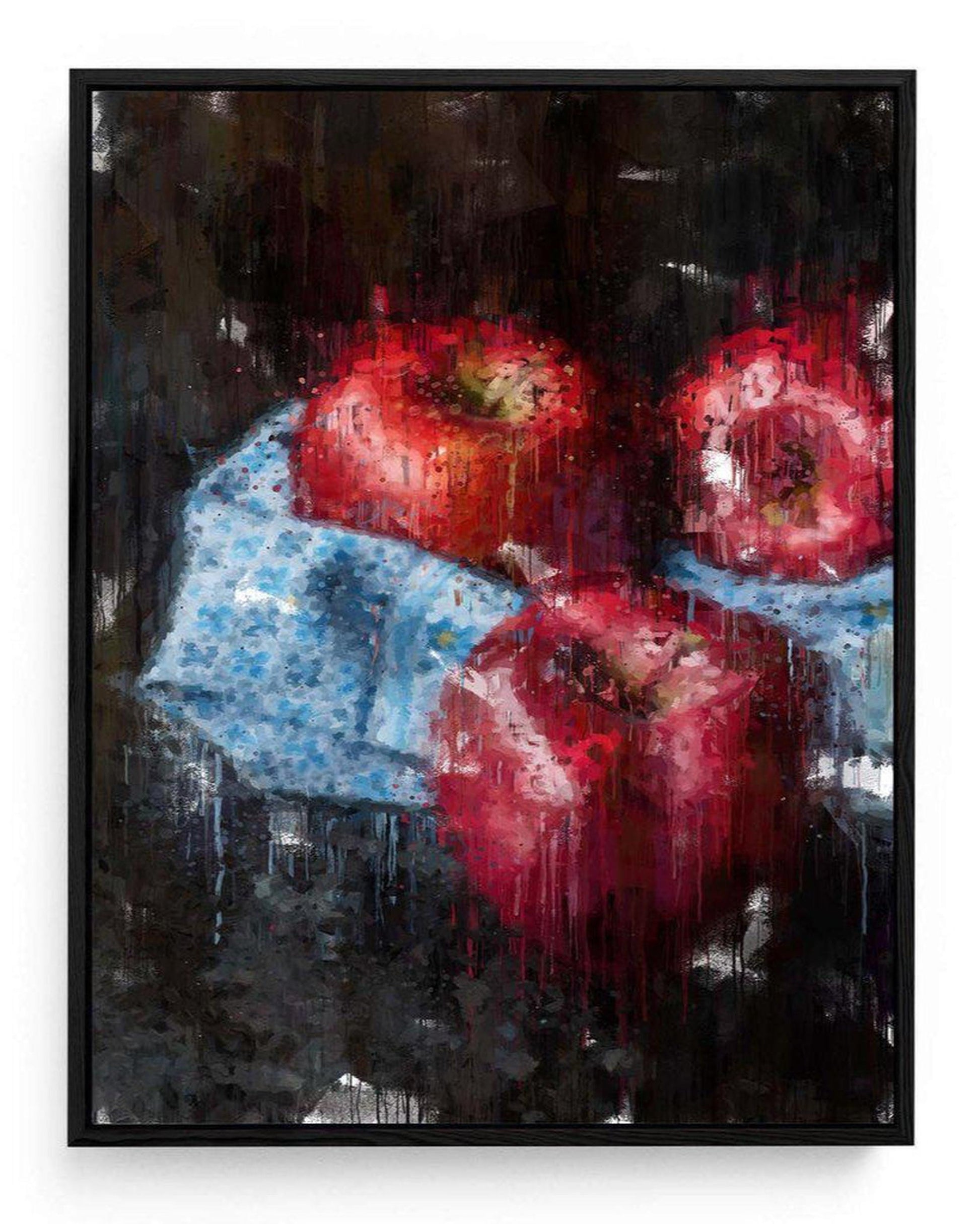 Red Apples Still Life Painting Framed Canvas