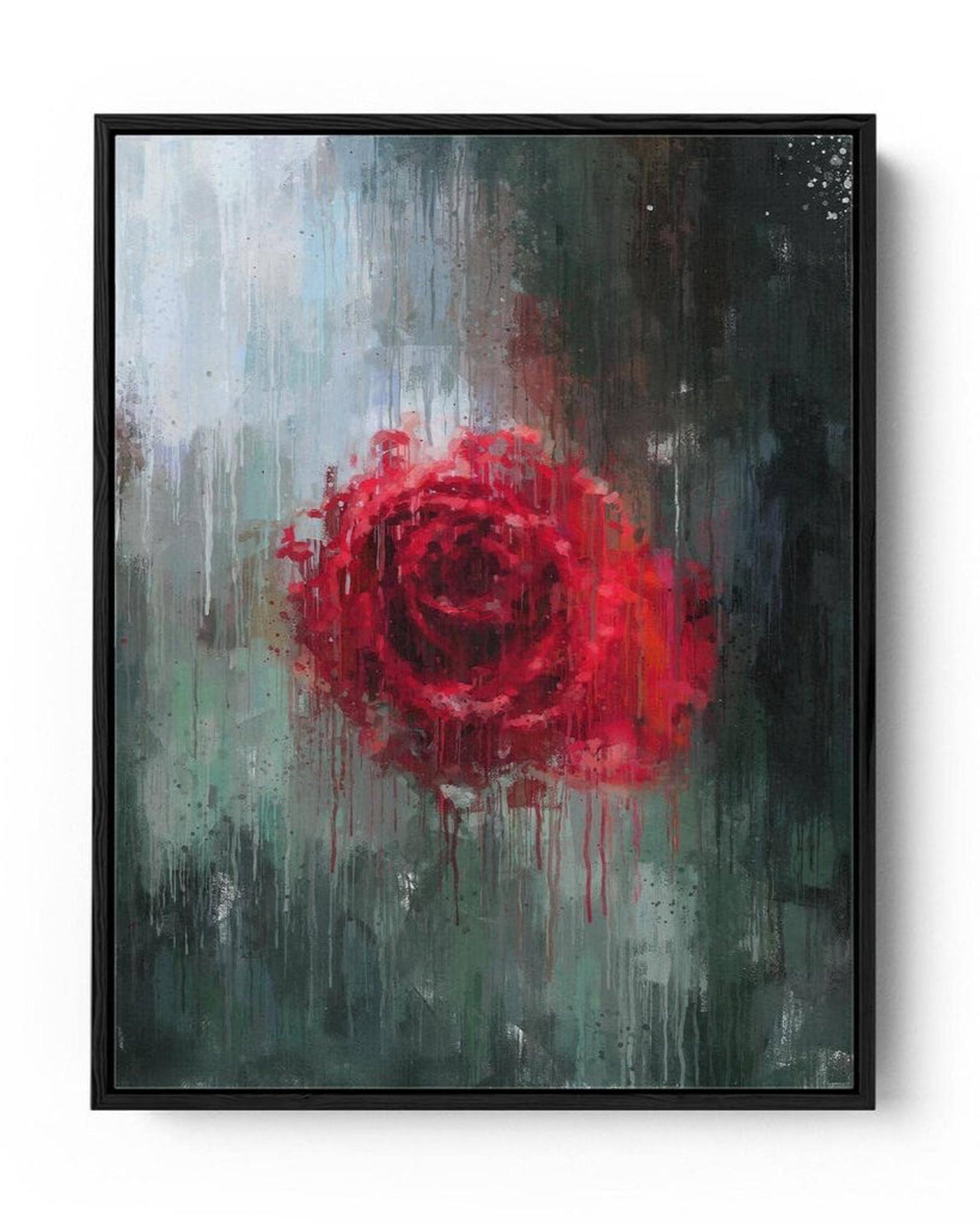 Red Rose Painting Framed Canvas