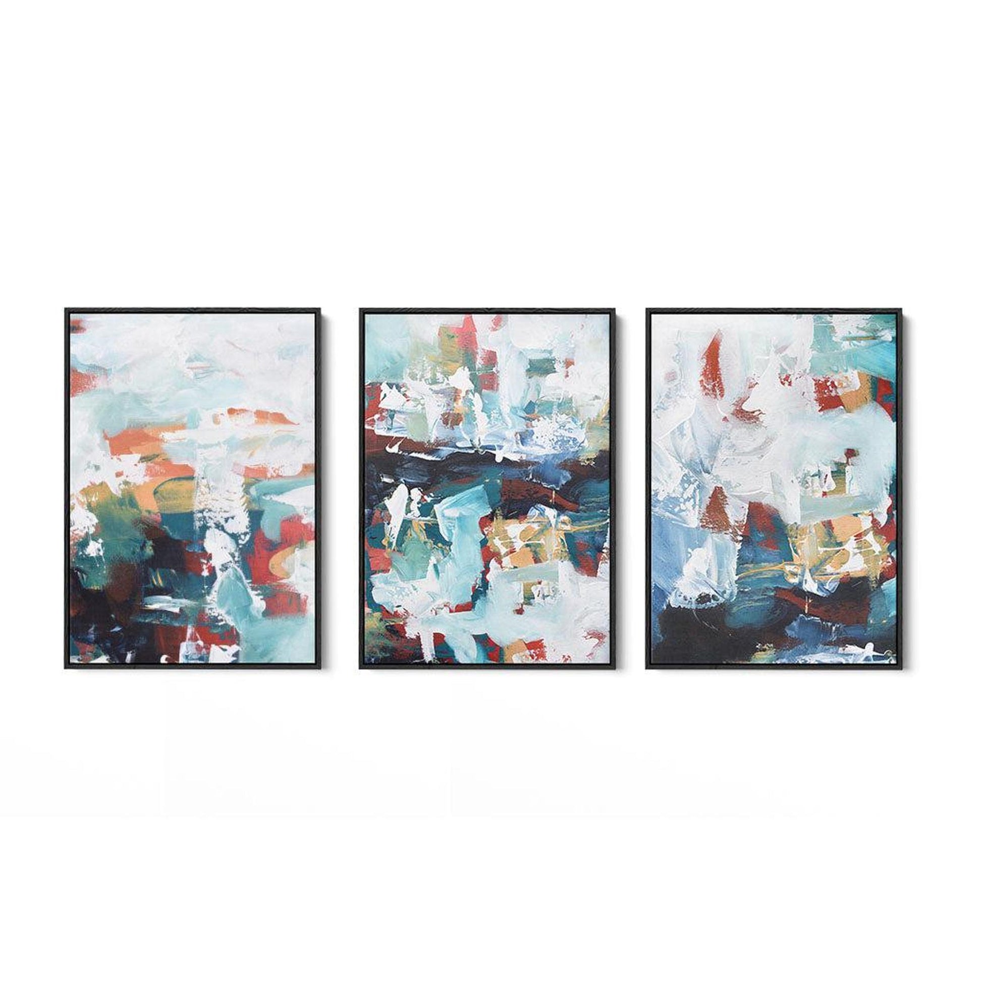 Rivers Creek Canvas Set Of 3 Black Canvas Set Of 3 - Abstract House