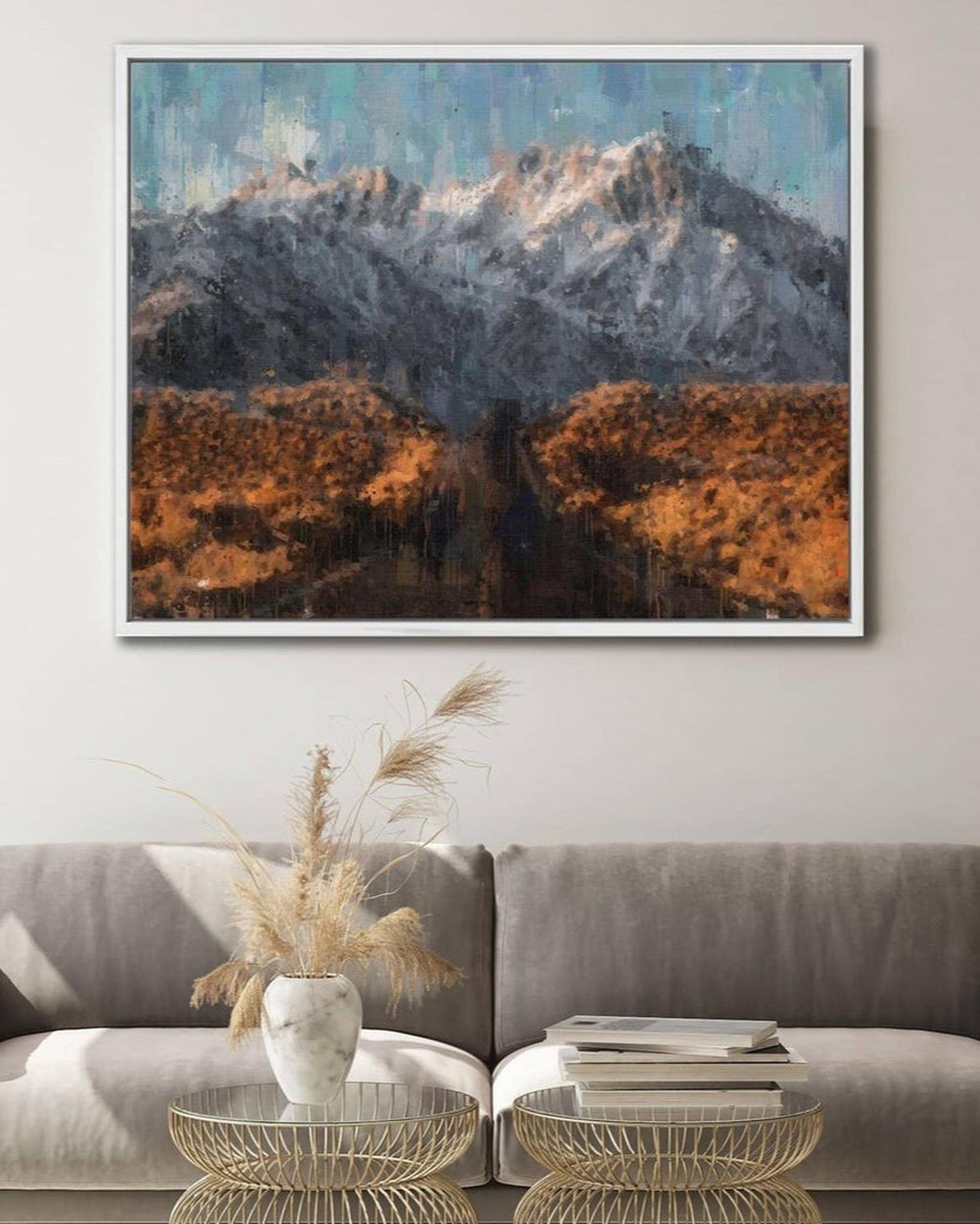 Rocky Mountains Fine Art Painting Framed Canvas