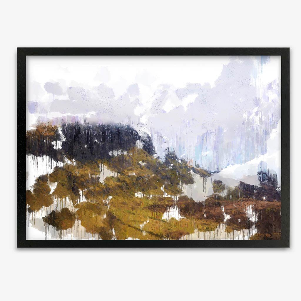 Scottish Highlands Impressionist Art Print Black Frame Wall Art Print - Abstract House