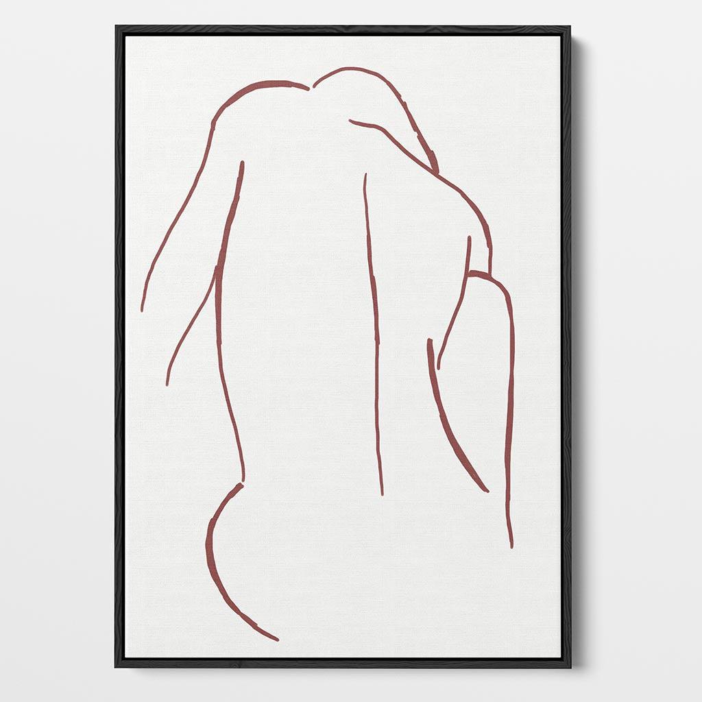 Sitting Figure Line Framed Canvas Black Canvas Prints - Abstract House
