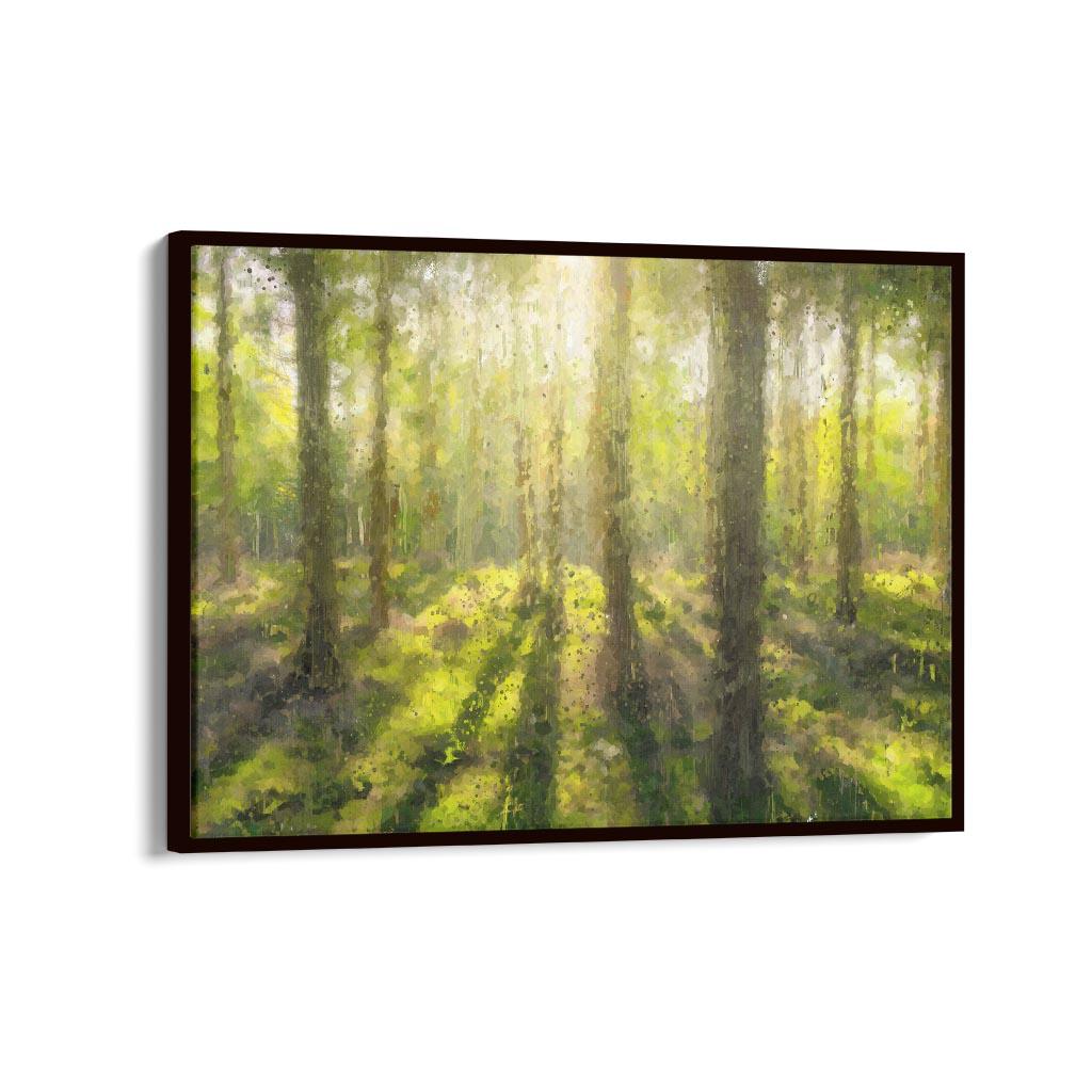 Sunrise Forest Landscape Painting Canvas Print-Abstract House
