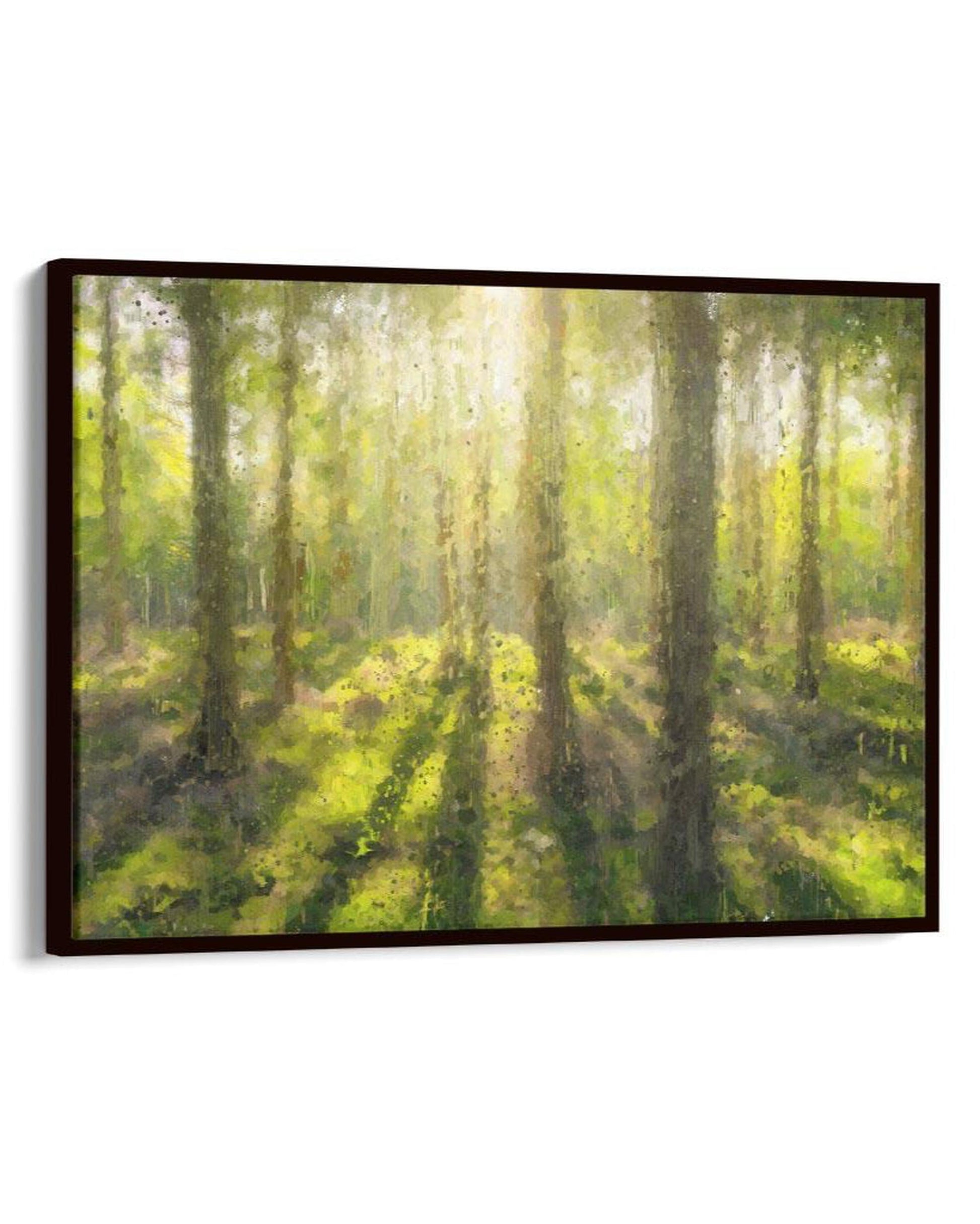 Sunrise Forest Landscape Painting Framed Canvas-Abstract House