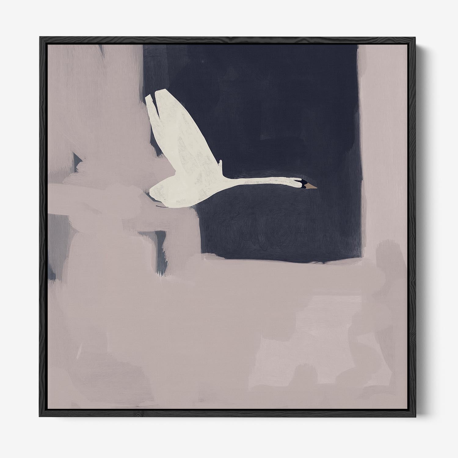 Swan In Flight Framed Canvas-framed-Square Canvas Prints-Abstract House