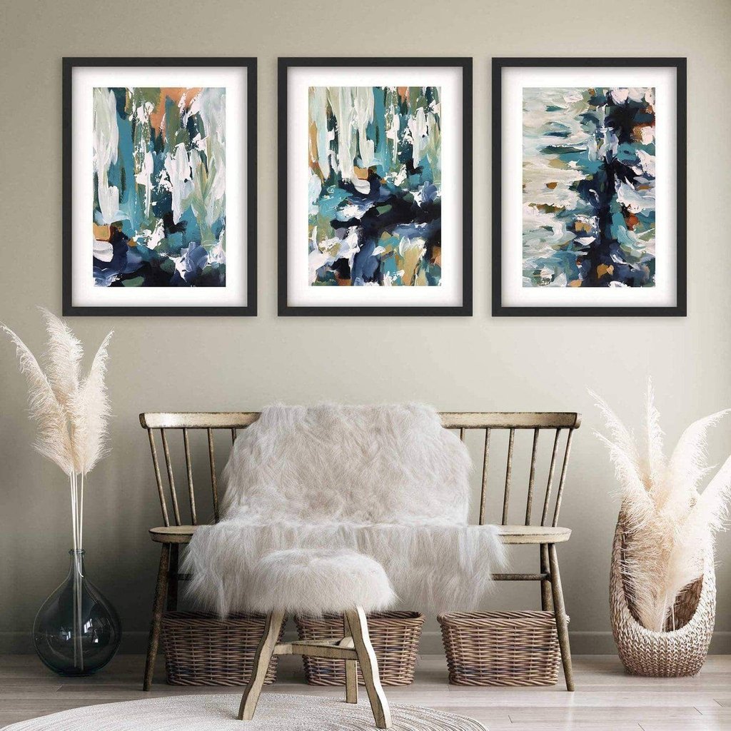 Textured Abstract Teal - Print Set Of 3