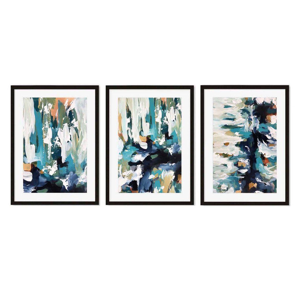 Textured Abstract Teal - Print Set Of 3