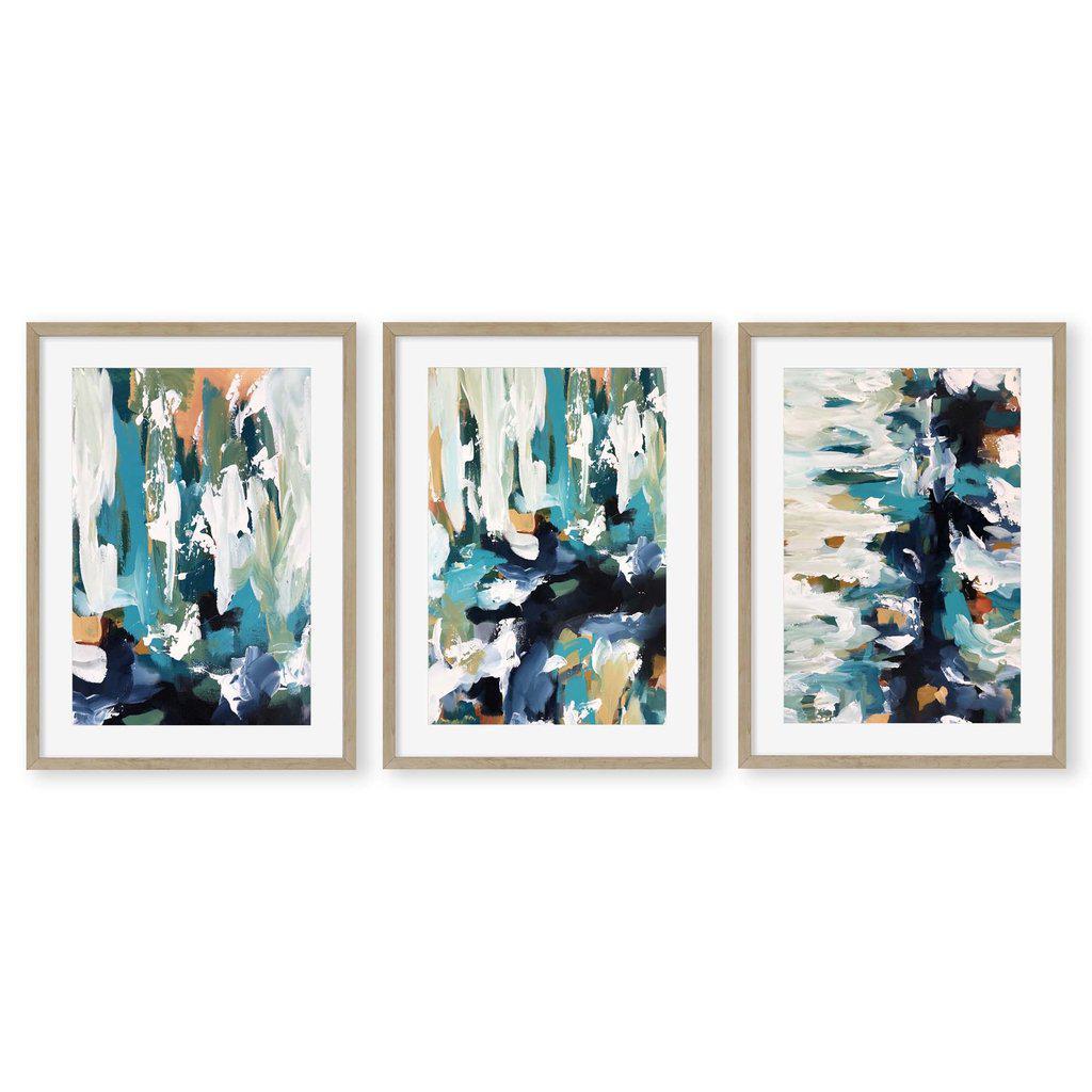 Textured Abstract Teal - Print Set Of 3