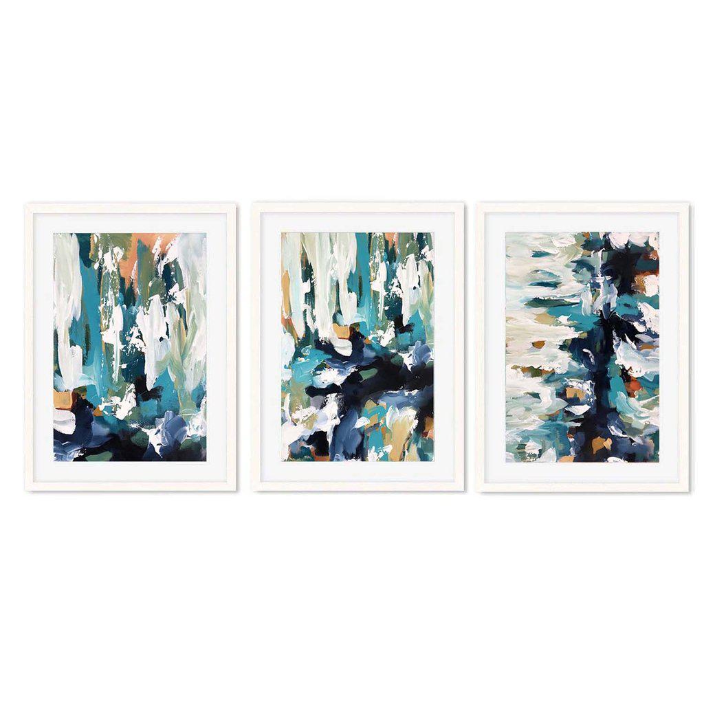 Textured Abstract Teal - Print Set Of 3