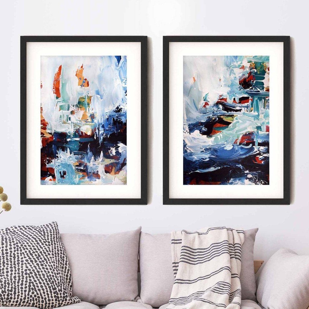 Textured Blue Abstract - Print Set Of 2