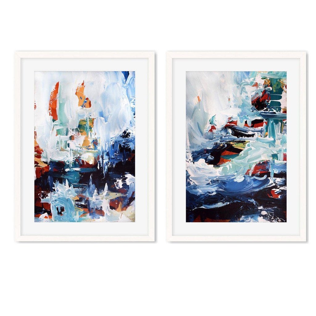 Textured Blue Abstract - Print Set Of 2