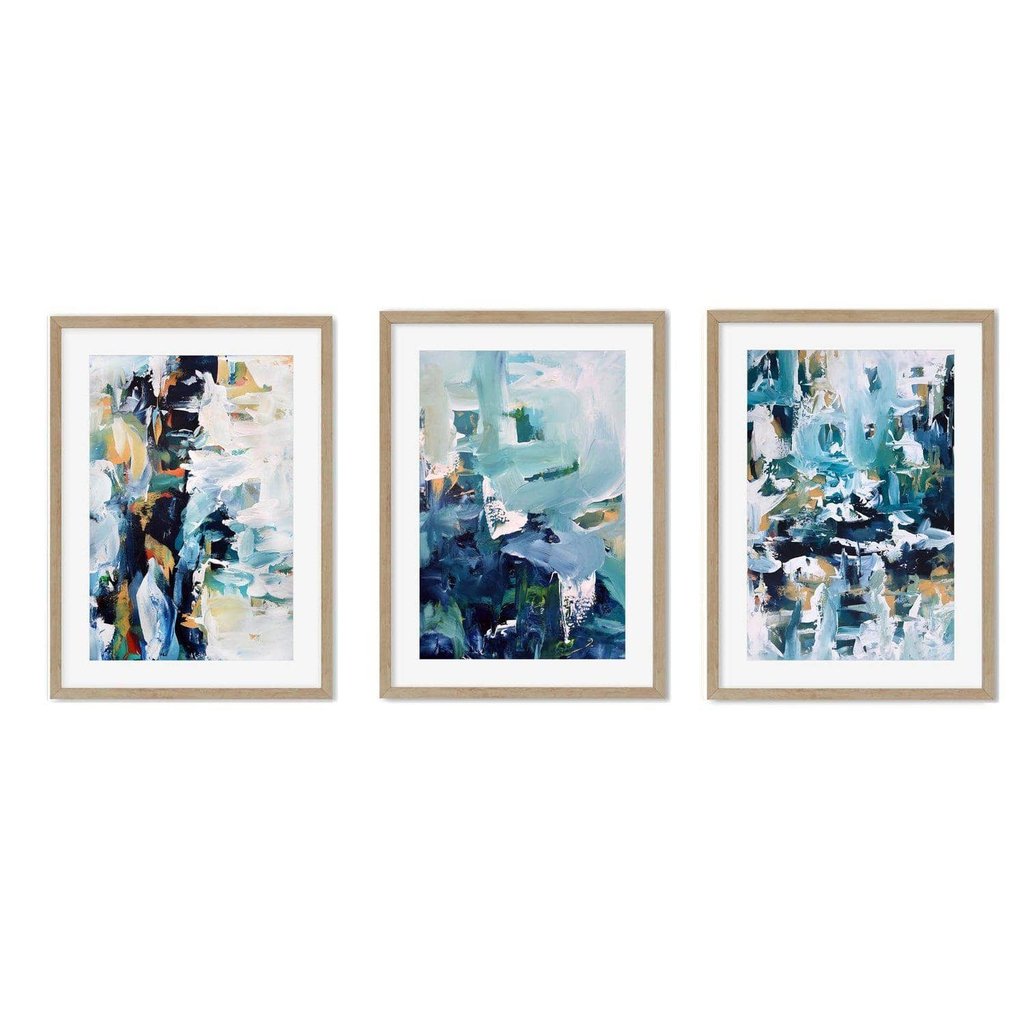 Textured Blue Abstract - Print Set Of 3