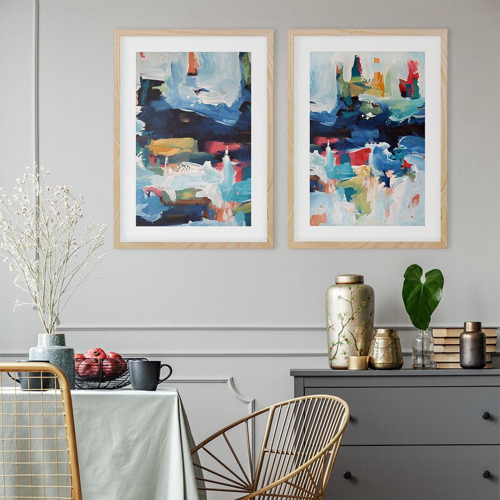 The Harbour - Print Set Of 2 Black Frame Wall Art Print Set Of 2 - Abstract House