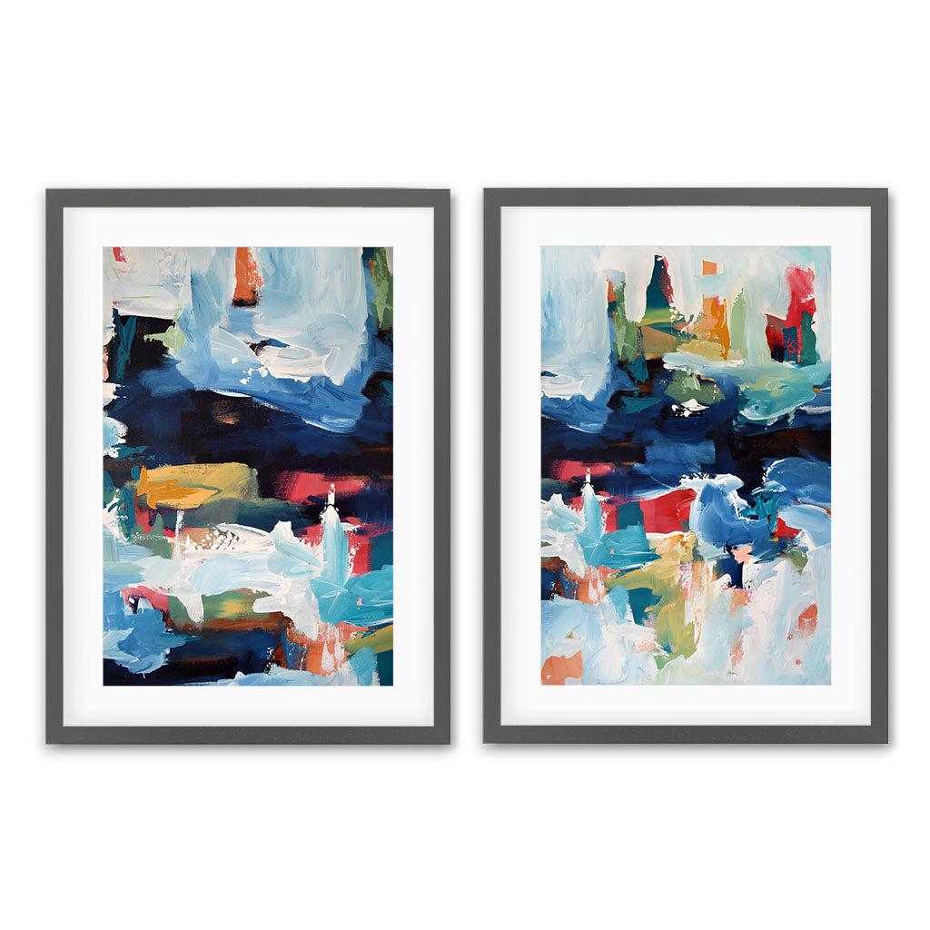 The Harbour - Print Set Of 2 Grey Frame Wall Art Print Set Of 2 - Abstract House